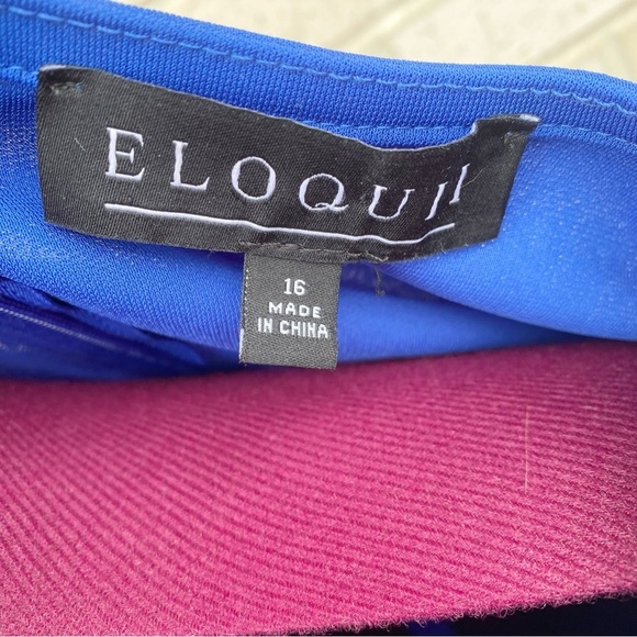 Eloquii Blue Cocktail Midi Dress Long Sleeves Size 16 - Picture 6 of 11